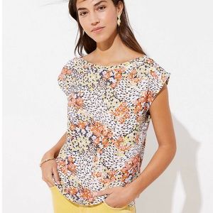 🍋 LOFT Garden Mixed Media Blouse
